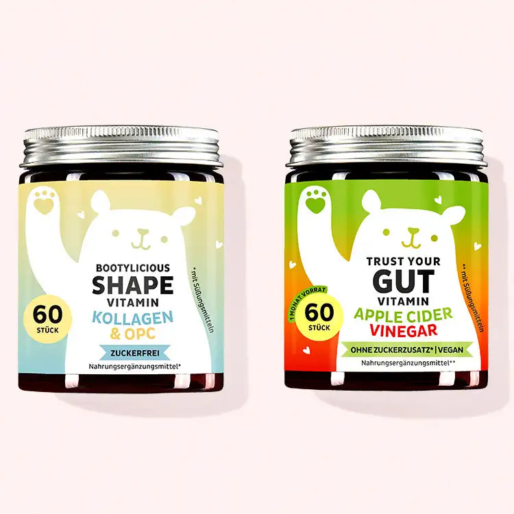 2er Set "Body And Health Duo" bestehend aus den Bootylicious Shape Vitamins mit Kollagen und OPC und den Trust Your Gut Vitamins mit Apfelessig von Bears with Benefits